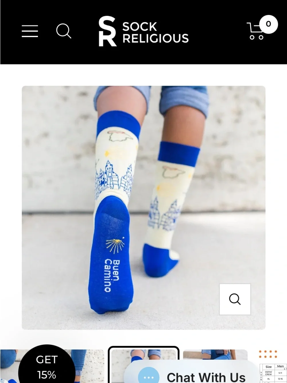 Camino de Santiago Crew Socks - Blue & White